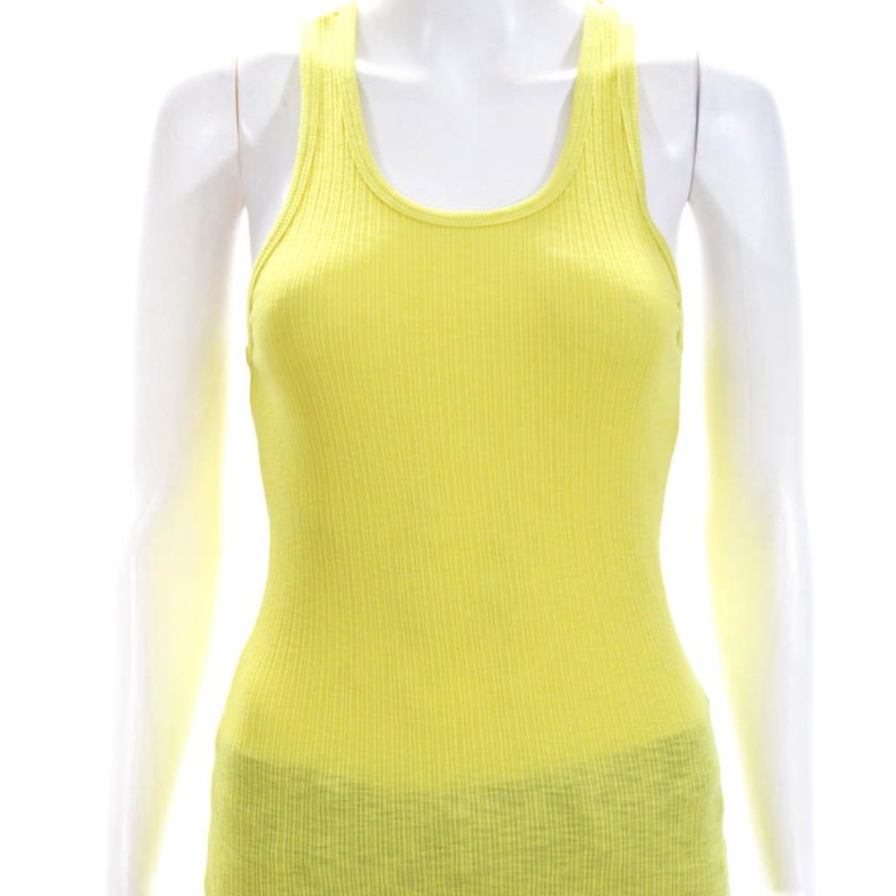 Sundry Long Fitted Racerback Rib Tank Yellow - Picture 2 of 5